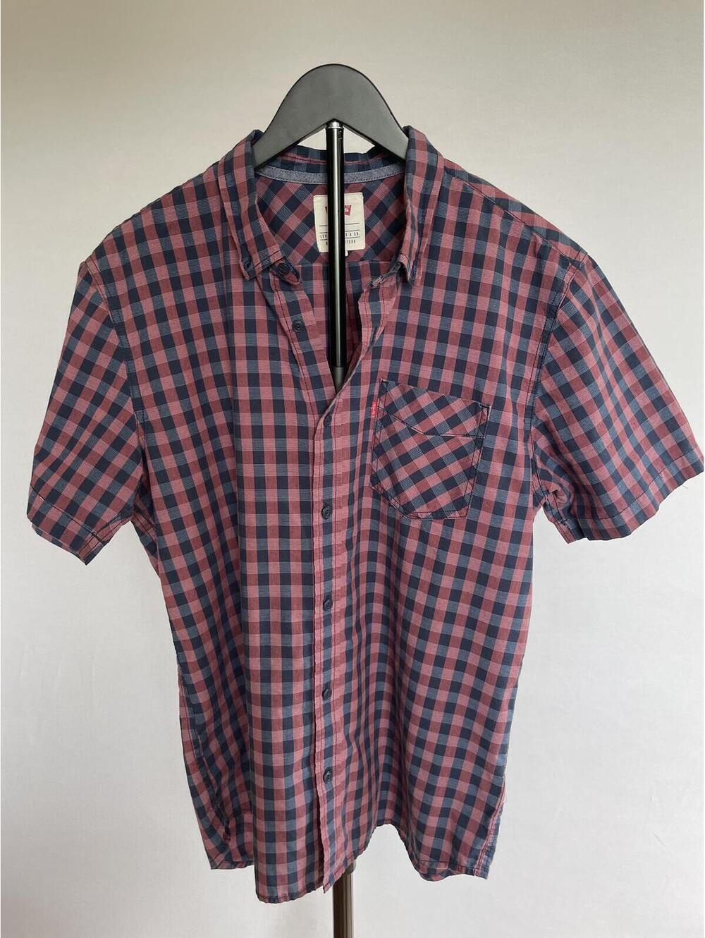 Levi's Men's Short Sleeve Red Blue Checkered Shirt Large